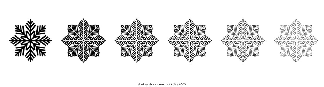 Snowflake icons vector. Snowflake black line icon .Winter snowflakes set.