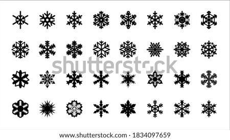 Snowflake icons. Winter snow, cold ice and frosty symbols vector set