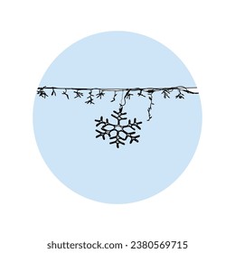 Snowflake and illumination. Vector, eps