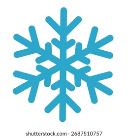 Snowflake illustration in flat cute style for winter holiday, suitable for seasonal cards, patterns, stickers, and festive decoration.