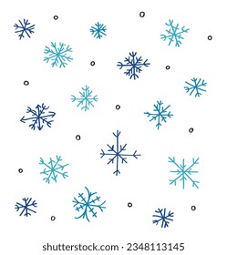 Imagen de ilustración de copo de nieve. 
Imagen dibujada a mano de un copo de nieve. 
Simple y lindo logo original.
Ilustración vectorial dibujada a mano para afiches, tarjetas, camisetas.