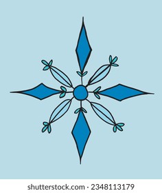 Snowflake illustration image. 
Hand drawn image artwork of a snowflake. 
Simple cute original logo.
Hand drawn vector illustration for posters, cards, t-shirts.