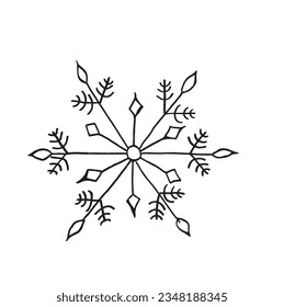 Snowflake illustration image. 
Hand drawn image artwork of a snowflake. 
Simple cute original logo.
Hand drawn vector illustration for posters, cards, t-shirts.