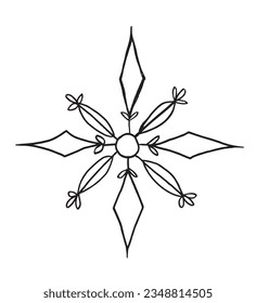 Snowflake illustration image. 
Hand drawn image artwork of a snowflake. 
Simple cute original logo.
Hand drawn vector illustration for posters, cards, t-shirts.