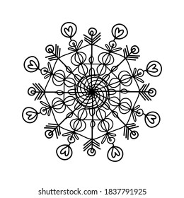 Snowflake illustration for your design. Hand drawn ornament