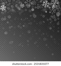 Snowflake illustrations. Winter background for Christmas or New Year. Snow falling. Snow, snowflakes, vector images, backgrounds.