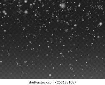 Snowflake illustrations. Winter background for Christmas or New Year. Snow falling. Snow, snowflakes, vector images, backgrounds.