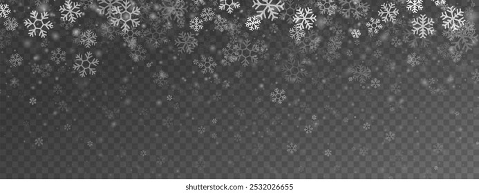 Ilustraciones de copo de nieve. Fondo de invierno para Navidades o año Nuevo. Nieve cayendo. Nieve, copos de nieve, Imágenes vectoriales, fondos.