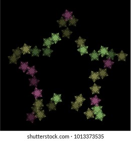 Snowflake isolated consists of isolated elements, with black back. Stylish, consist of beautiful elements in snowflake isolated. Can be used as print, wallpaper, cards, poster, logo, background