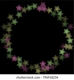 Snowflake isolated consists of isolated elements, with black back. Stylish, consist of beautiful elements in snowflake isolated. Can be used as print, wallpaper, cards, poster, logo, background