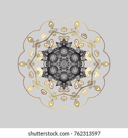 Snowflake isolated. Cute ornament object. Snowflake ornament Vector illustration. Snowflake ornament on a gray, brown and beige colors.