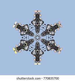 Snowflake isolated. Cute ornament object. Snowflake ornament Vector illustration. Snowflake ornament on a blue, gray and white colors.