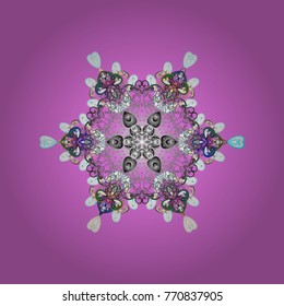 Snowflake isolated. Cute ornament object. Snowflake ornament Vector illustration. Snowflake ornament on a pink, gray and white colors.