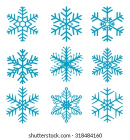 Snowflake isolated decoration vector icon set 01