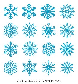 Snowflake isolated decoration vector icon set 03