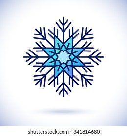 Snowflake, Isolated design element, Vector illustration