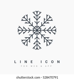 icono mínimo aislado de copos de nieve. icono vectorial de la línea gráfica de copos de nieve para sitios web y diseño plano minimalista móvil.