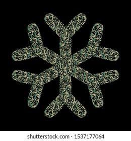 Snowflake. Isolated object. New Year's and Christmas. Snowflake consists of different decorative elements. Color decorative elements metallic gradient. Vector illustration.