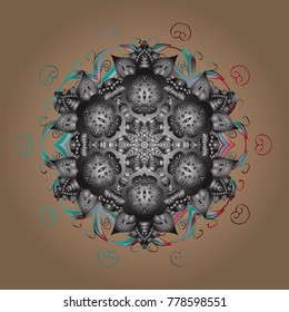 Snowflake isolated on beige, gray and blue colors. Vector illustration. Snowflake Vector illustration.