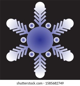 Snowflake isolated on black background. Vector. Dark blue gradient