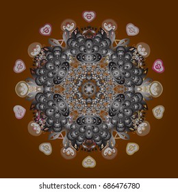 Snowflake isolated on brown background. Snowflake Vector illustration. Winter mandala. Snowflake Icon.