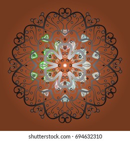 Snowflake isolated on brown background. Winter mandala. Snowflake Icon. Snowflake Vector illustration.