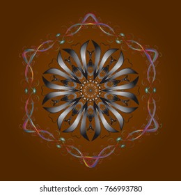 Snowflake isolated on brown, gray and pink colors. Vector illustration. Snowflake Icon. Vector illustration.