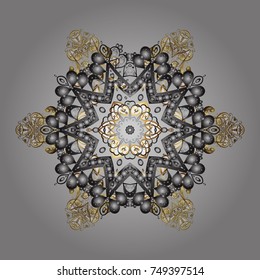Snowflake isolated on gray, brown and white colors. Vector illustration. Vector illustration. Snowflake Icon.