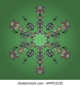 Snowflake isolated on green background. Snowflake Vector illustration. Winter star mandala. Snowflake Icon.