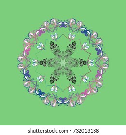 Snowflake isolated on green, gray and neutral colors. Snowflake Vector illustration. Vector illustration. Snowflake Icon.