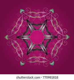 Snowflake isolated on magenta, gray and pink colors. Snowflake Icon. Vector illustration. Vector illustration.