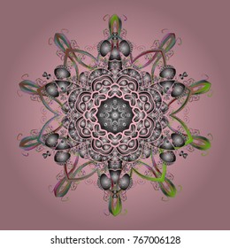 Snowflake isolated on neutral, gray and green colors. Vector illustration. Vector illustration. Snowflake Icon.