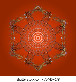 Snowflake isolated on orange, gray and brown colors. Winter snowflake. Snowflake Icon. Vector illustration.