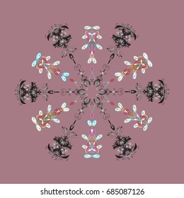 Snowflake isolated on pink background. Winter mandala. Snowflake Icon. Snowflake Vector illustration.