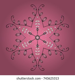 Snowflake isolated on pink background. Snowflake Vector illustration. Winter mandala. Snowflake Icon.