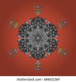 Snowflake isolated on radial round brown background. Snowflake Icon Vector Mandala illustration.