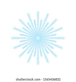 Snowflake isolated on white background. Flat snow icon silhouette. New year theme.Vector illustration