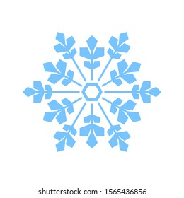 Snowflake isolated on white background. Flat snow icon silhouette. New year theme.Vector illustration