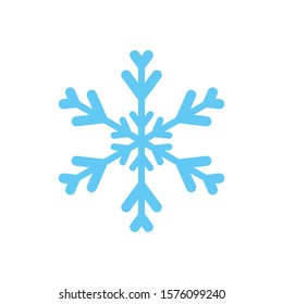 Snowflake isolated on white background. Flat snow icon silhouette. New year theme. Vector illustration