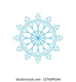 Snowflake isolated on white background. Flat snow icon silhouette. New year theme. Vector illustration