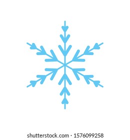 Snowflake isolated on white background. Flat snow icon silhouette. New year theme. Vector illustration