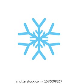 Snowflake isolated on white background. Flat snow icon silhouette. New year theme. Vector illustration