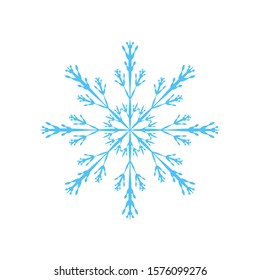 Snowflake isolated on white background. Flat snow icon silhouette. New year theme. Vector illustration
