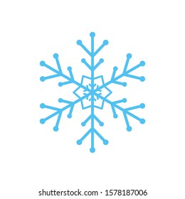 Snowflake isolated on white background. Flat snow icon silhouette. New year theme. Vector illustration