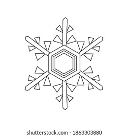 Un copo de nieve aislado en un fondo blanco. La temporada de invierno, la celebración de la Navidad. Ilustración vectorial.