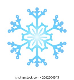 El copo de nieve aislado en el fondo blanco. Icono de copo de nieve de cristal azul. Invierno, frío, navidad y símbolo de año nuevo. Signo de previsión meteorológica. Frigorífico, refrigerador o pictograma de refrigerador. Ilustración del vector