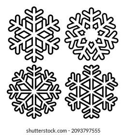 Snowflake isolated on a white background. Cartoon cold crystal.  The symbol of winter. A sign of the New Year and Christmas. Vector illustration.
