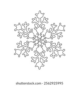 Snowflake isolated on a white background. Line drawing by hand.