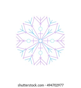 Snowflake Isolated on White Background, Merry Christmas and Happy New Year, Christmas Decoration, Line , Vector Illustration 