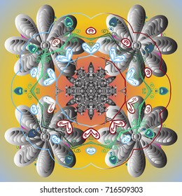 Snowflake isolated on yellow background. Snowflake Icon. Snowflake Vector illustration. Winter mandala.